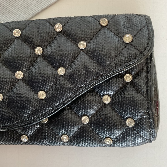 Stuart Weitzman RARE woven Leather Rhinestone Clutch - Picture 4 of 16